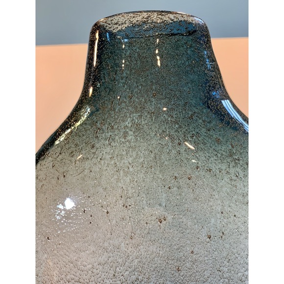 Crate And Barrel Hand Blown Blue Green Bubble Flower Vase Modern Decor - Picture 8 of 10